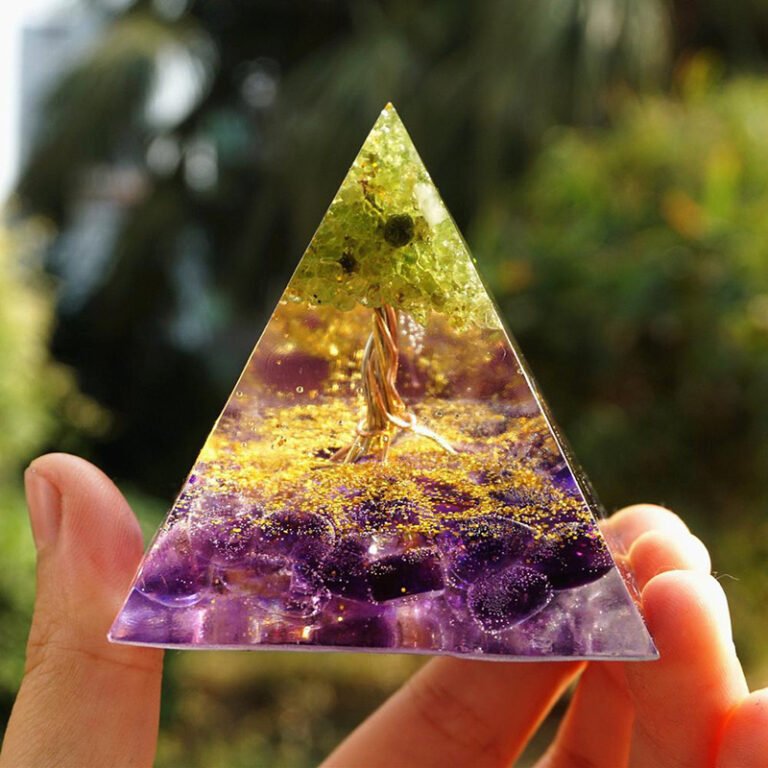 Natural Tiger Eye Orgonite Pyramid | Healing Crystal Energy Generator