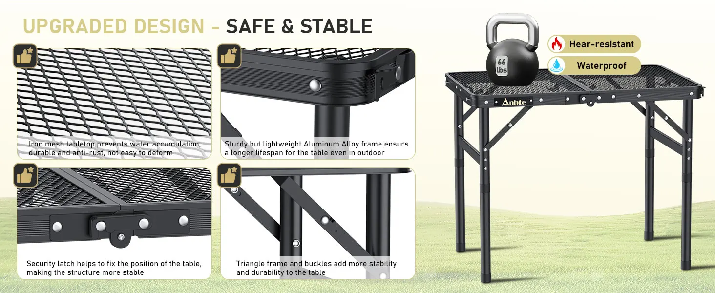 folding grill table for outdoor
